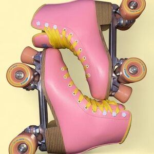 Pink & Yellow Impala roller skates with wheels! 🛼